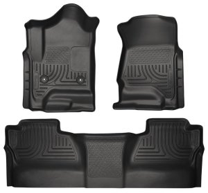 Chevrolet Silverado Floor Liners - Front + 2nd Seat - Husky Liners - WeatherBeater - Black - `14-`27 Chevrolet Silverado Floor Liners - Front + 2nd Seat - Husky Liners - WeatherBeater - Black - `14-`27